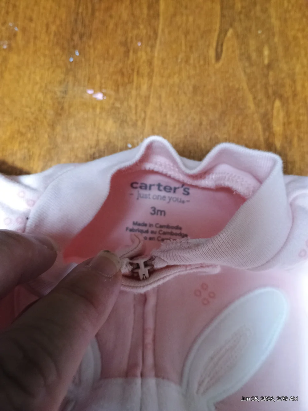 Carter's Pink Bunny Footed One-Piece And Animal Footed One Piece.